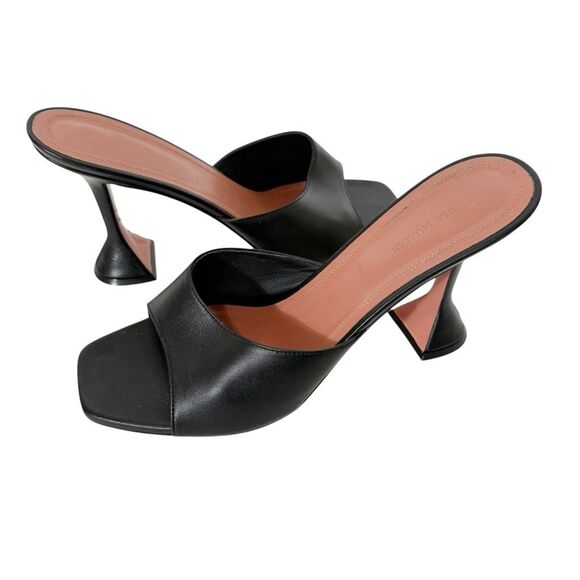 Amina Muaddi Women’s Lupita Leather Black Luxury Slipper Mule Sandal Size 11 - Picture 2 of 11